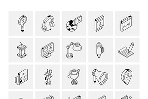 Isometric Translation Icon Set