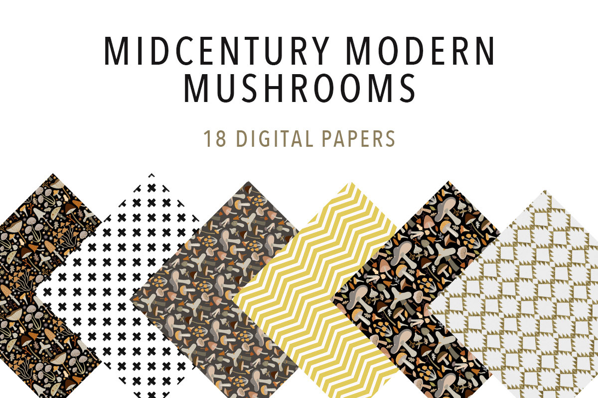 Mid Century Modern Mushrooms, an Object Illustration by Jennadesigns (Photo 16 of 16)