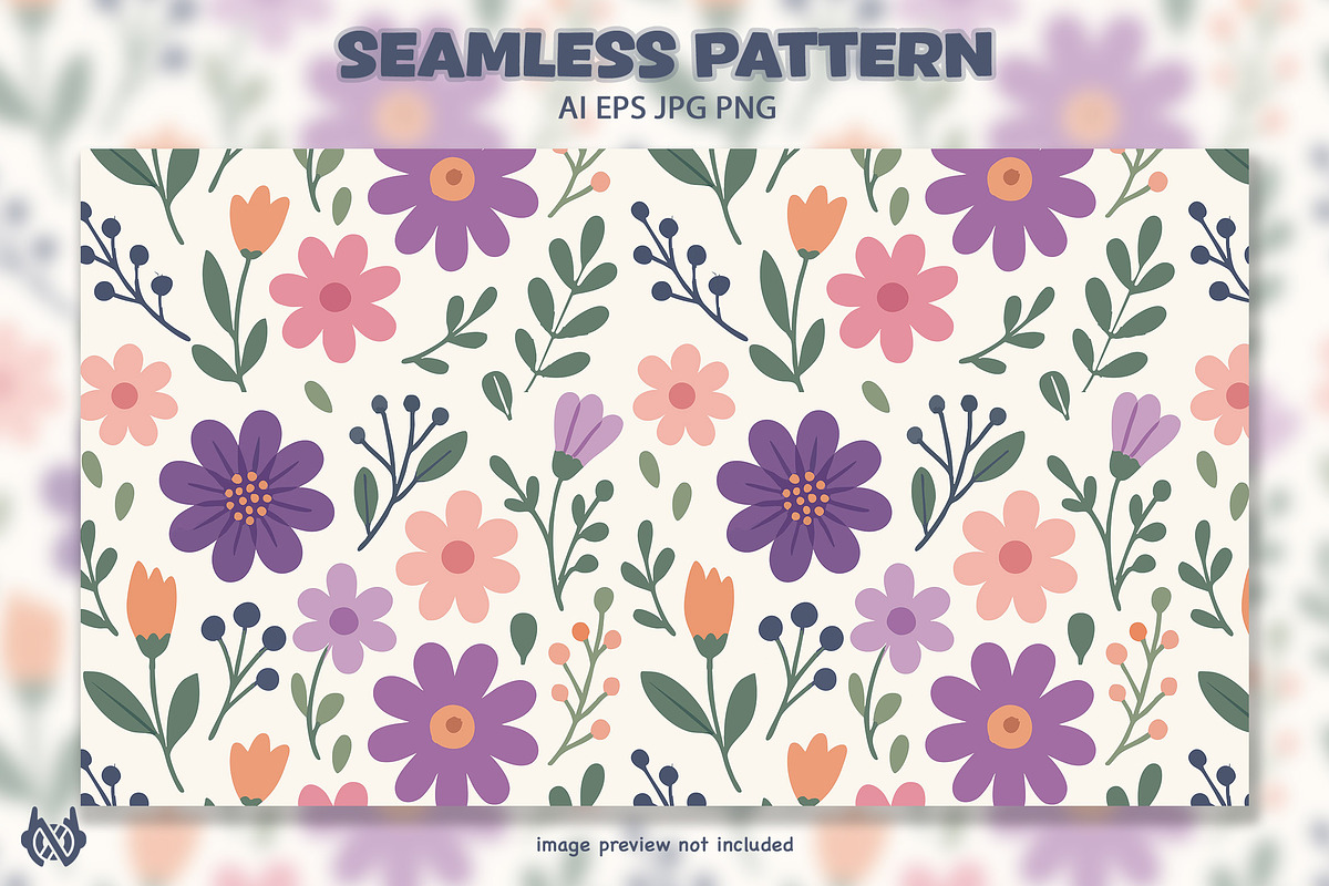 Purple Flowers - Pattern Background, a Pattern Graphic by NOX Labs