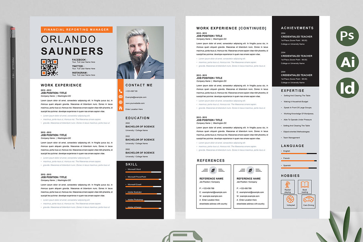 Clean Resume / InDesign CV Template, a Resume Template by Attractive Resume (Photo 3 of 3)