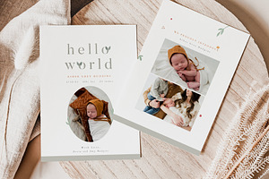 7x5 Organic Birth Announcement PSD