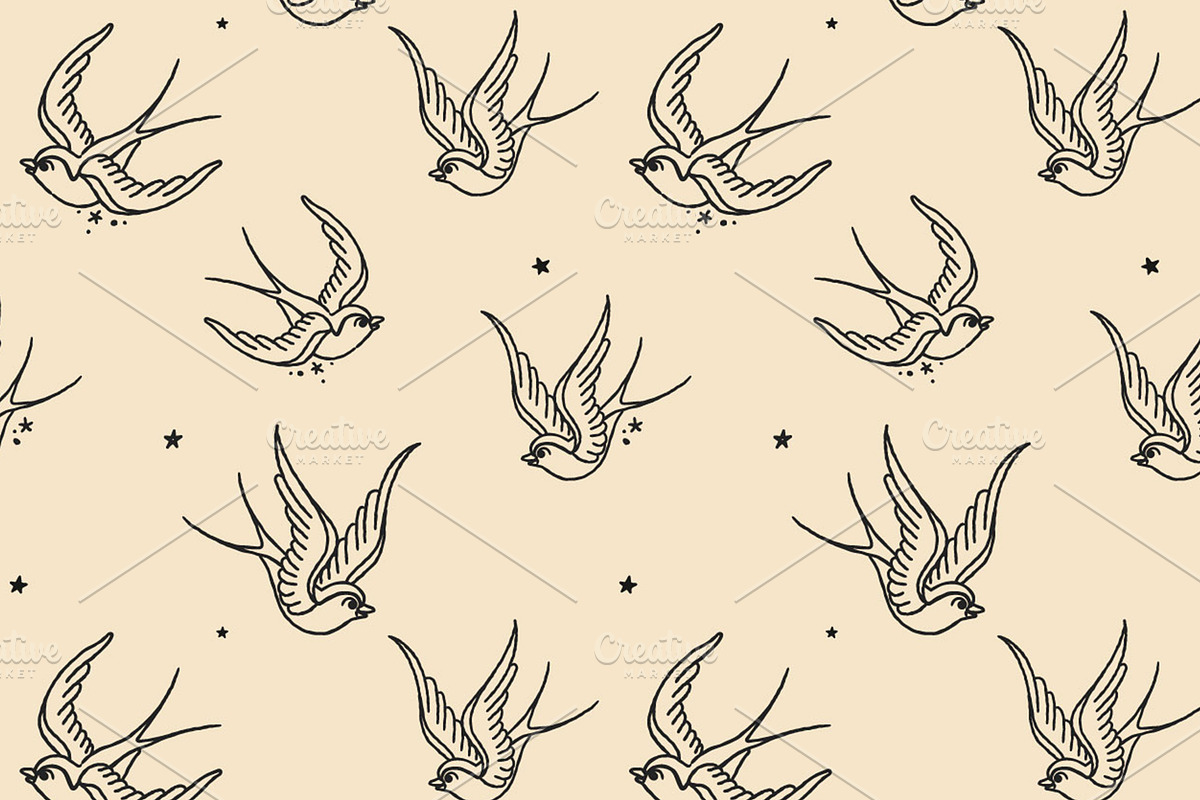 Swallow seamless Vector Pattern, a Pattern Graphic by BAD TASTE (Photo 3 of 5)