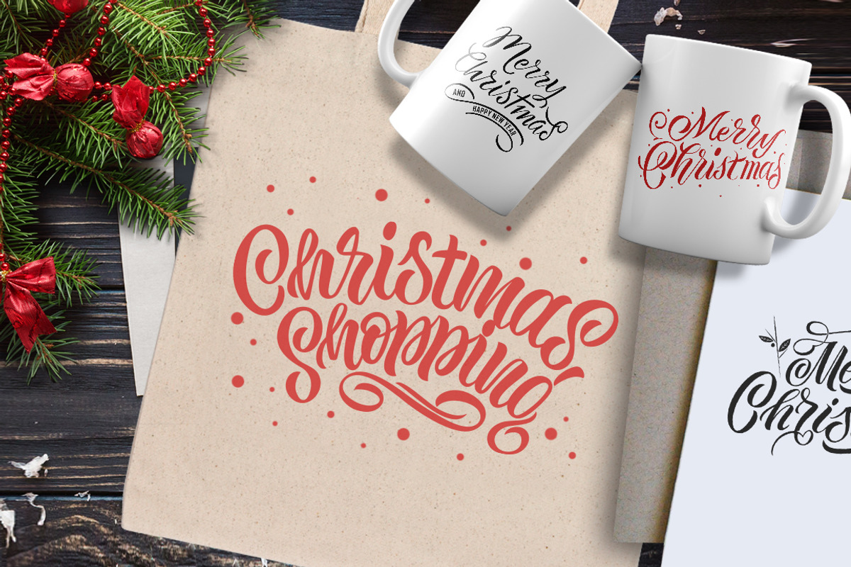 Merry Christmas watercolor set, a Poster Template by Anna's Lettering (Photo 11 of 18)