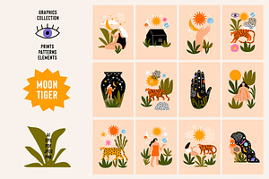 "Moon Tiger" Playful Graphics Bundle