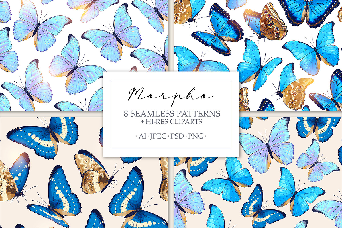 Morpho Patterns, a Pattern Graphic by GreyLilac