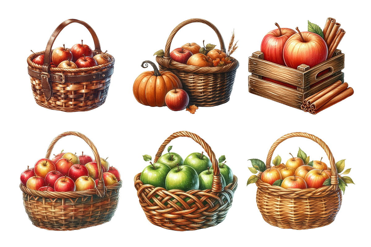 Watercolor Autumn Apple Basket Clipa, an Illustration by Daily.Designs (Photo 5 of 5)