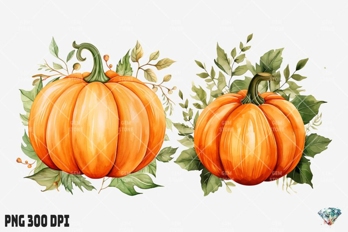 Halloween Pumpkin Watercolor, an Illustration by Gemstone (Photo 11 of 12)