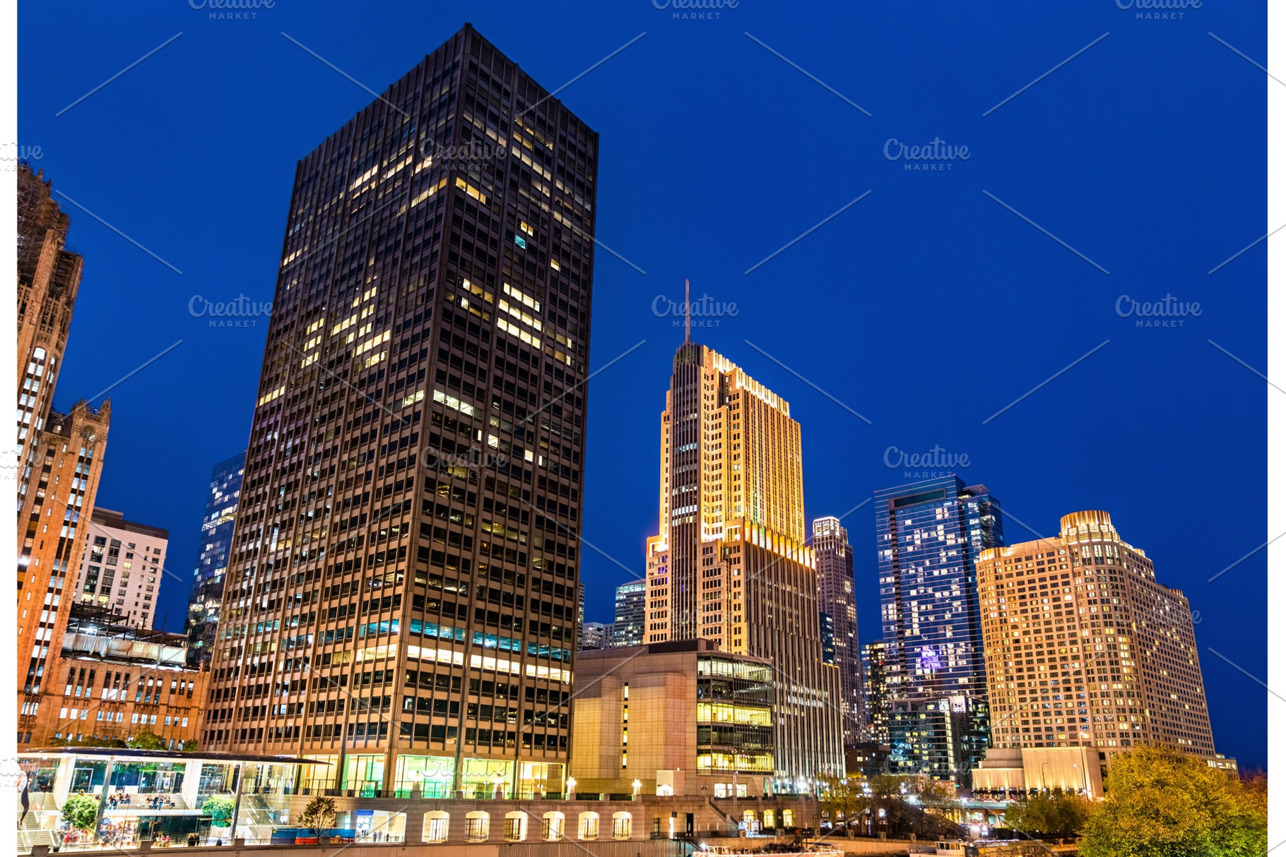 Historic buildings in downtown stock photo containing chicago and skyscraper, an Architecture Photo by Leonid Andronov