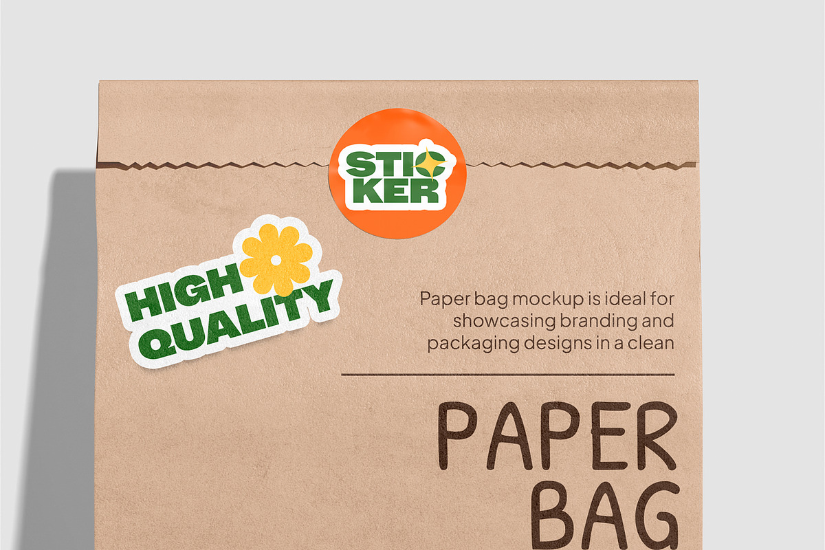 Paper Bag Sticker Label Mockup, a Packaging Mockup by Unerispace (Photo 4 of 5)