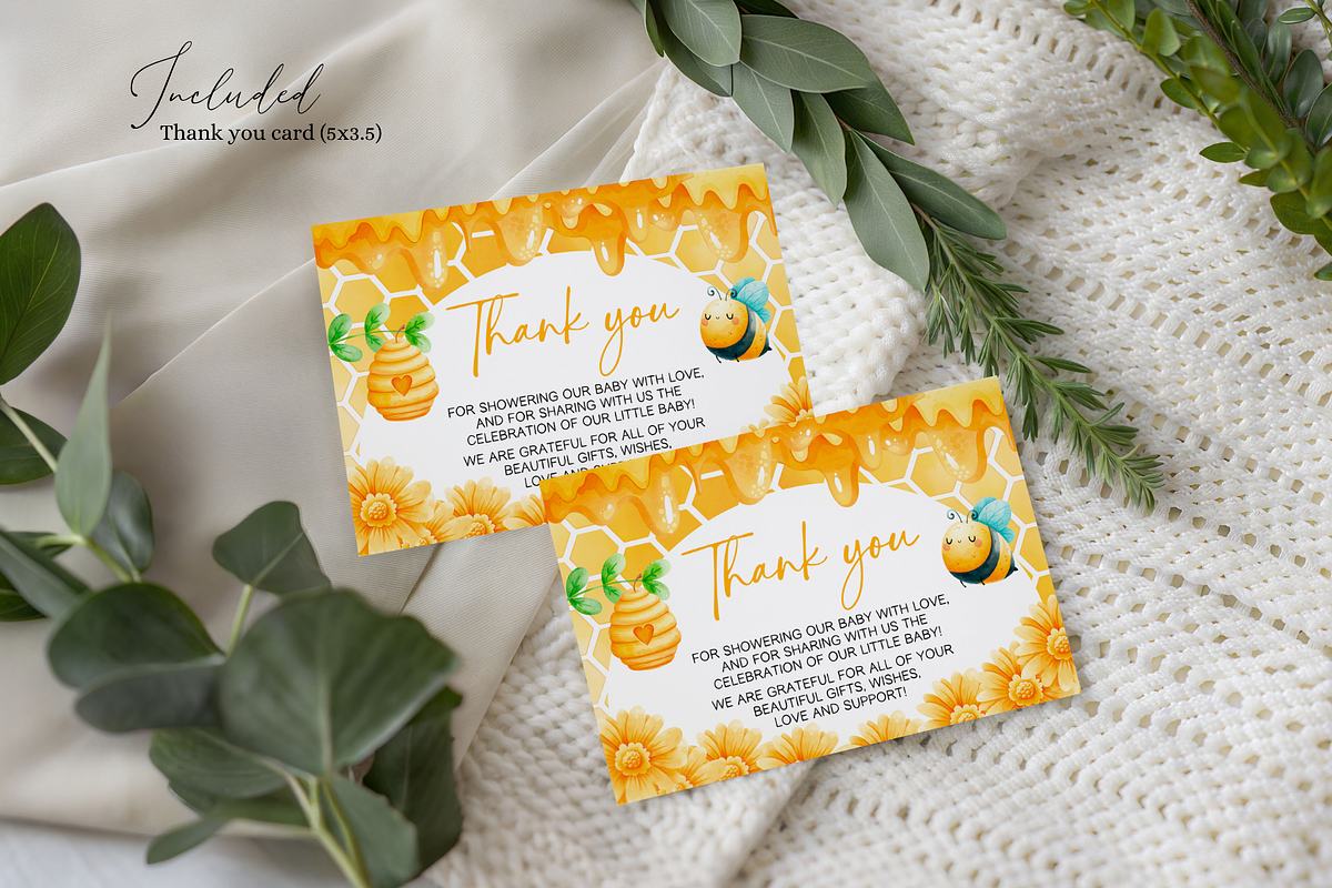 Honey Bee Baby Shower Invite Bundle, a Templates & Theme by Digital_Mind (Photo 6 of 6)