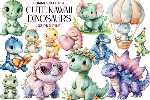 Cute Kawaii Dinosaurs Sublimation, an Illustration by Daily.Designs