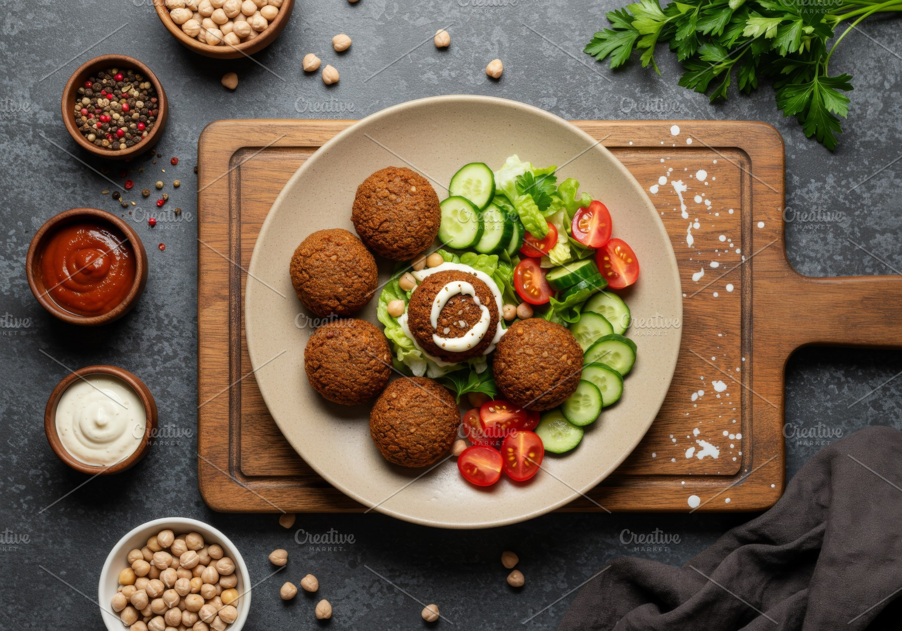 Falafel served with fresh cucumber,, a Food & Drink Photo by professorinc