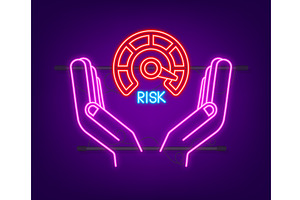 Risk Neon Icon On Speedometer In