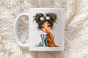 Whimsical Valentine Coffee Girl Clip, an Illustration by OK Design (Thumbnail 4 of 6)