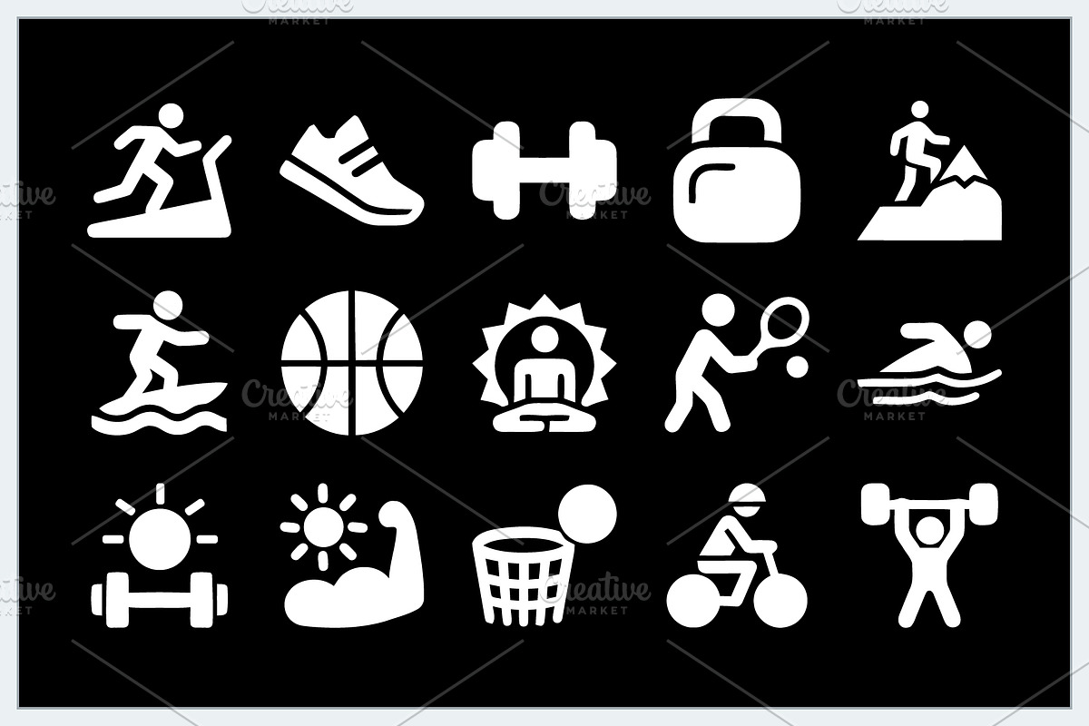 Sports Fitness Icons Logo, a Solid Icon by Vectorium Studio (Photo 2 of 16)