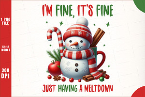 Funny Cute Snowman Png Christmas PNG, an Illustration by SinaCreation