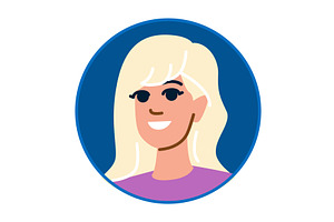 Smiling blonde woman inside blue, a Person Illustration by pikepicture