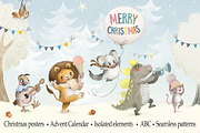 Cute Christmas Animals, an Animal Illustration by TanyaSchuka (Thumbnail 1 of 15)