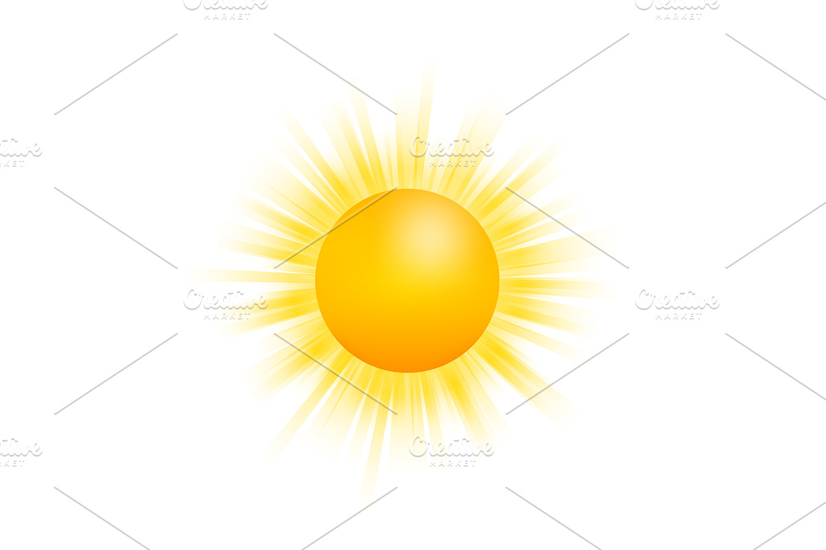 Realistic sun with rays icon for, an Object Illustration by DG-Market