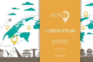 Flat travel and tourism concept
