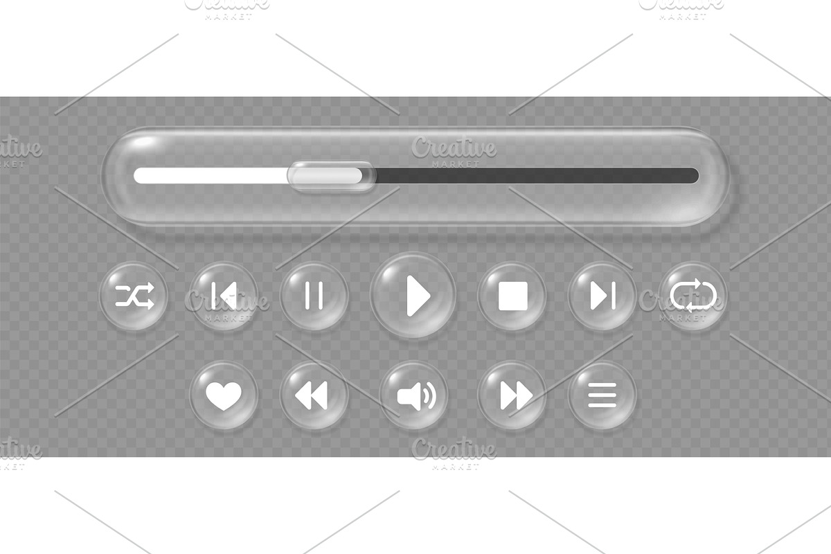 Liquid glass media play, 3d, an Object Illustration by Frogella