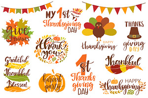 Thanksgiving day lettering clipart