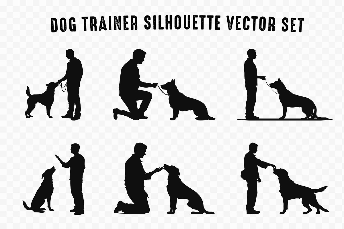 Dog Trainer Vector Silhouettes Set, an Animal Illustration by Gfx Expert Team (Photo 2 of 3)