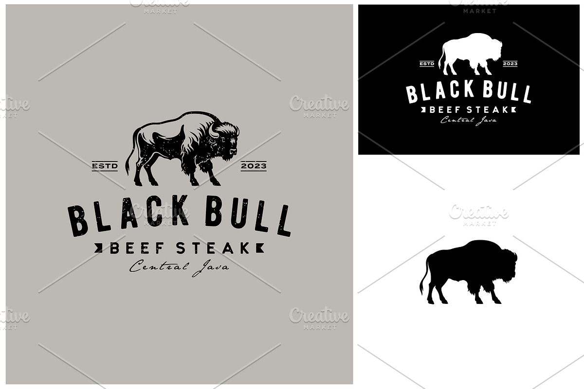 Vintage Bison Bull Beef Steak Logo, a Branding & Logo Template by Enola99d