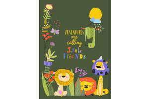Cute Cartoon Lions Sitting in, an Animal Illustration by Maria Starus