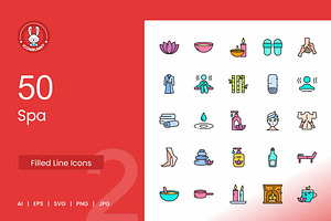 Spa Filled Line Icons, an Icon by IconBunny