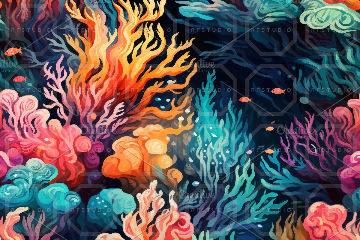 MYSTICAL REEF. Seamless Pack, a Texture Illustration by RefinedFantasyStudio (Photo 7 of 9)