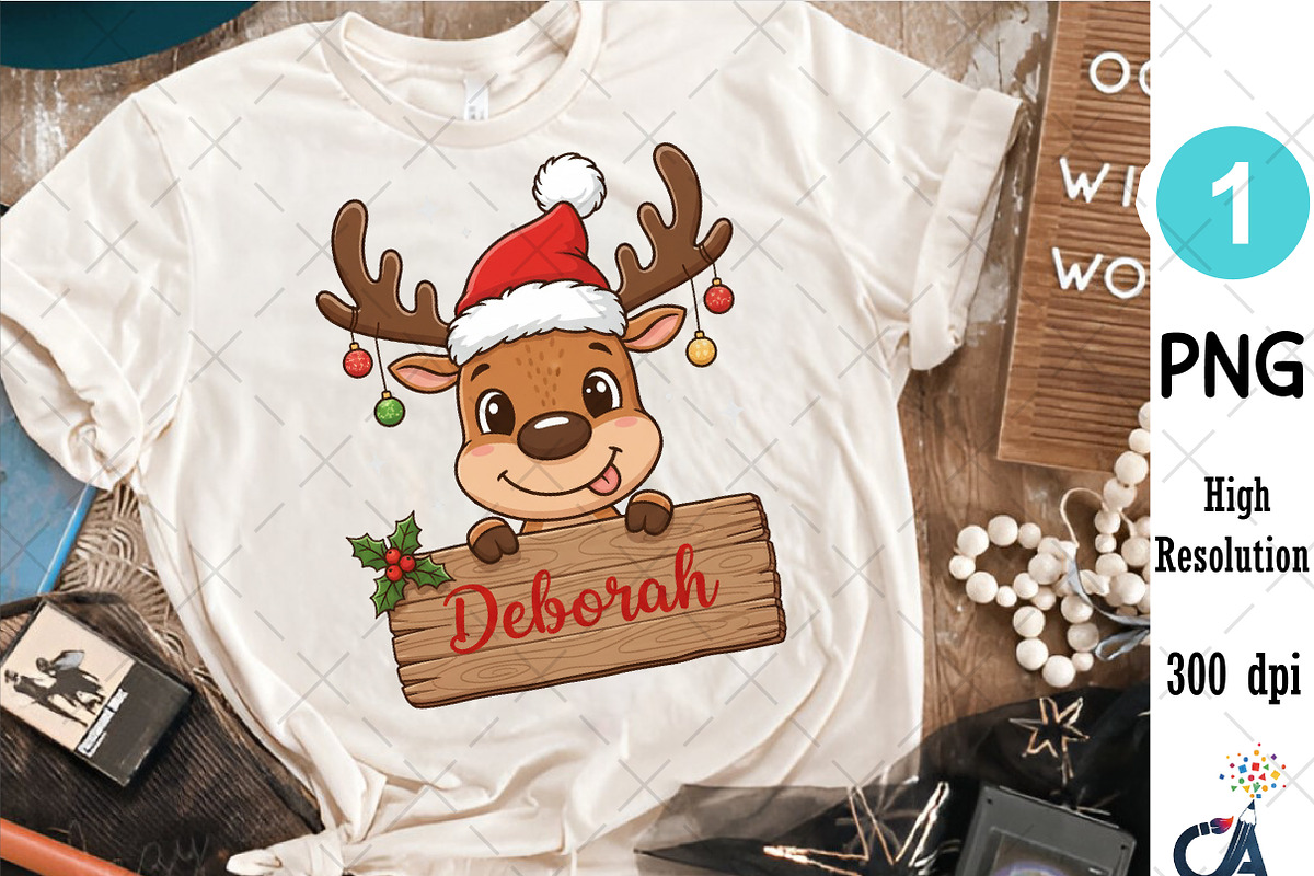 Funny Christmas Reindeer With Sign P, an Illustration by Creative Art (Photo 5 of 6)