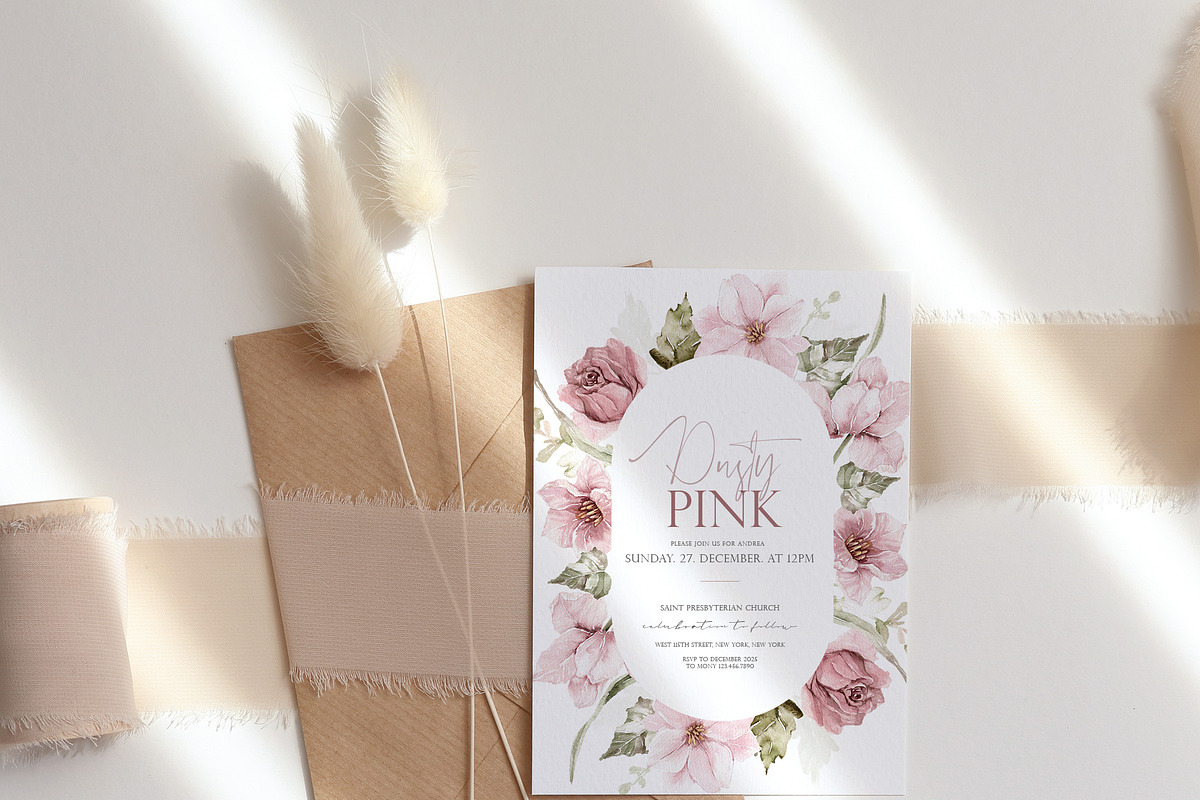 Watercolor Flowers - Dusty PINK, a Decorative Illustration by Beigetime (Photo 4 of 10)