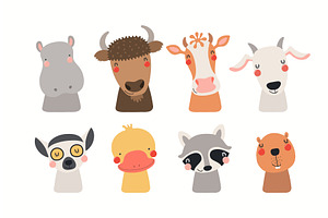 Cute animals set, an Animal Illustration by sceptical cactus