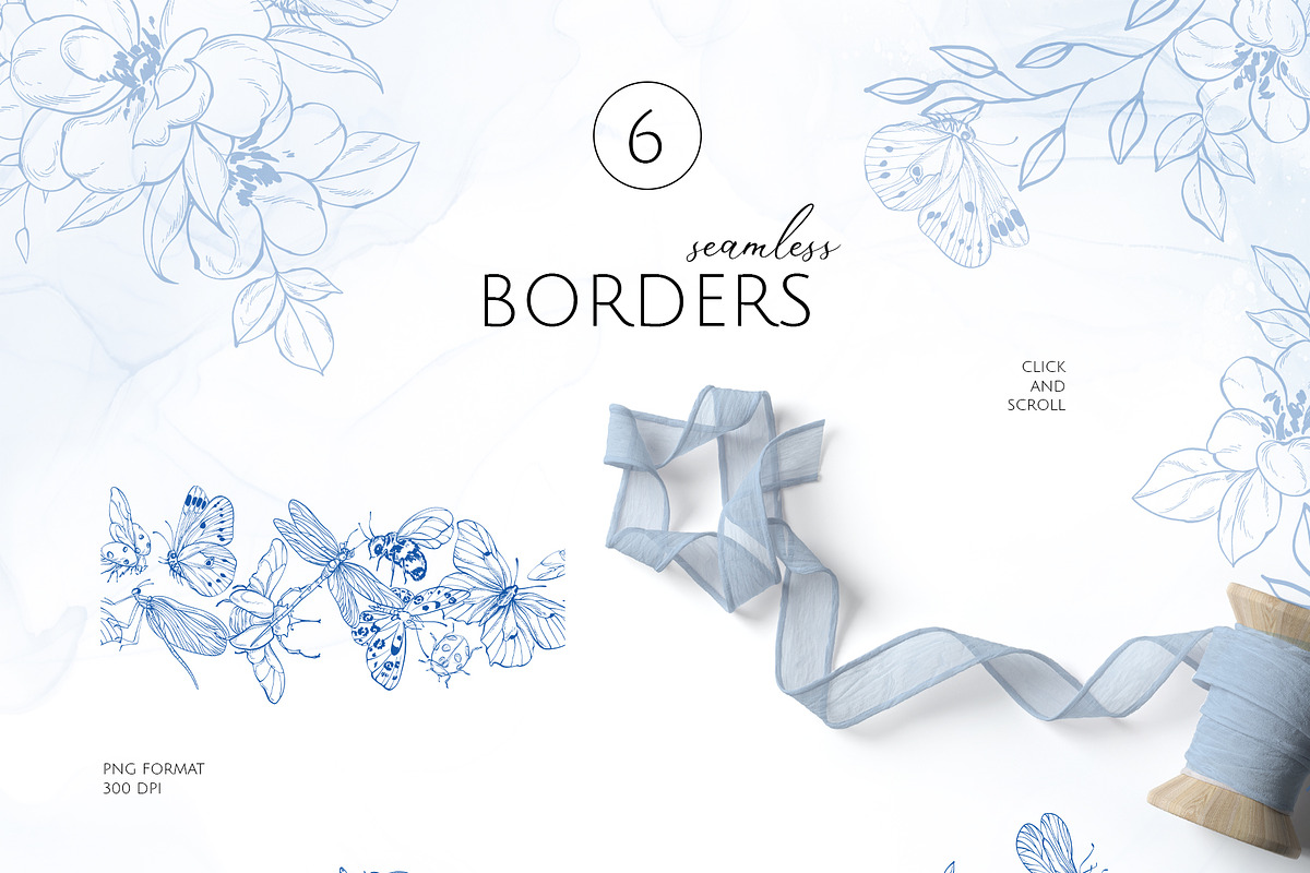INSECTS & FLOWERS line art set, a Decorative Illustration by Yuliia Lashevska (Photo 5 of 12)