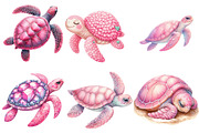 Pink Sea Turtle Clipart PNG, an Illustration by Watercolor design (Thumbnail 4 of 4)