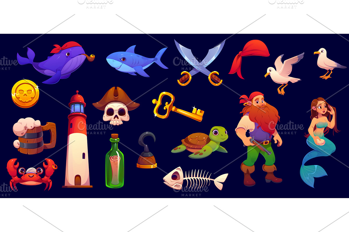 Cartoon pirate characters, a Person Illustration by Vector Tradition