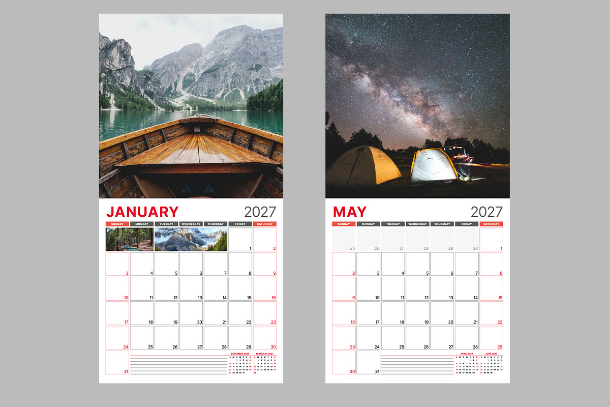 Monthly Planner 2027 (MP017-27), a Stationery Template by mikhailmorosin