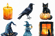 Watercolor Halloween Evening Clipart, an Illustration by Craft Nest (Thumbnail 3 of 6)