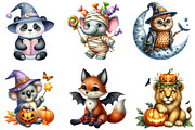 Cute Animal Halloween Clipart Bundle, an Illustration by DreamArtGraphic (Thumbnail 2 of 5)