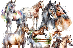 Watercolor Horse Clipart