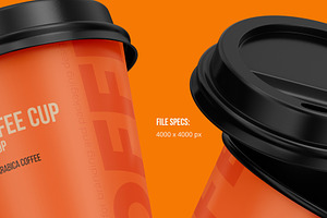 Two Flying Coffee, Tea Cups Mockup