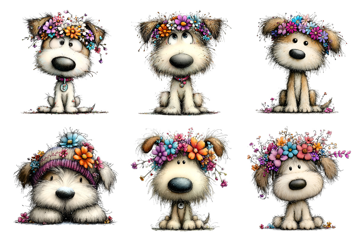 Whimsical Spring Dogs Clipart Bundle, an Illustration by GatewayDesign (Photo 3 of 5)