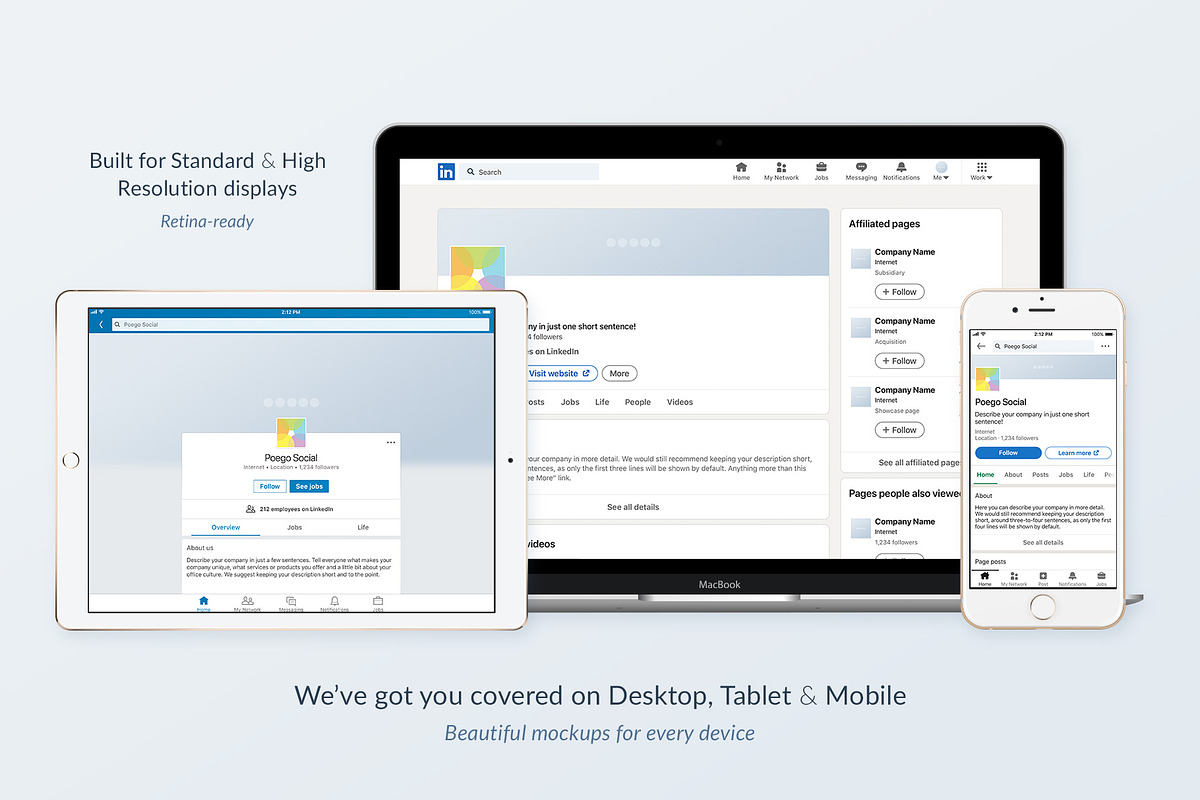 LinkedIn Social Media Mockups Pack, a Social Media Template by Poego Social (Photo 2 of 6)