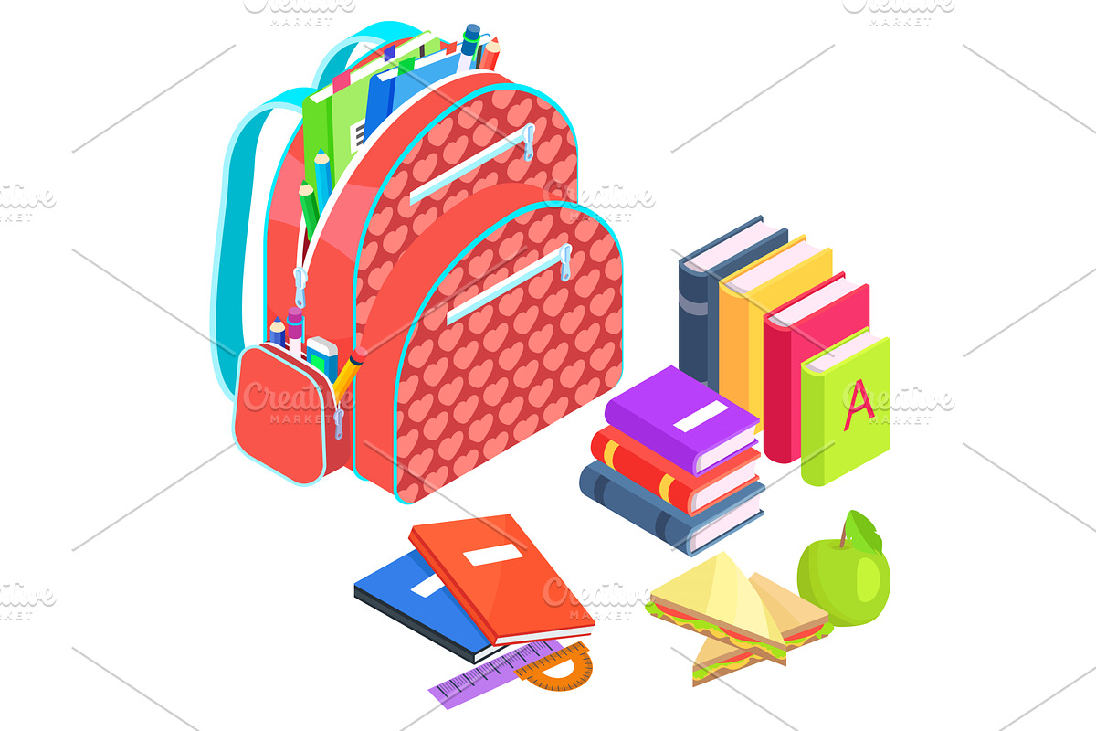Satchel with Books and Notebooks, an Object Graphic by robuart ...