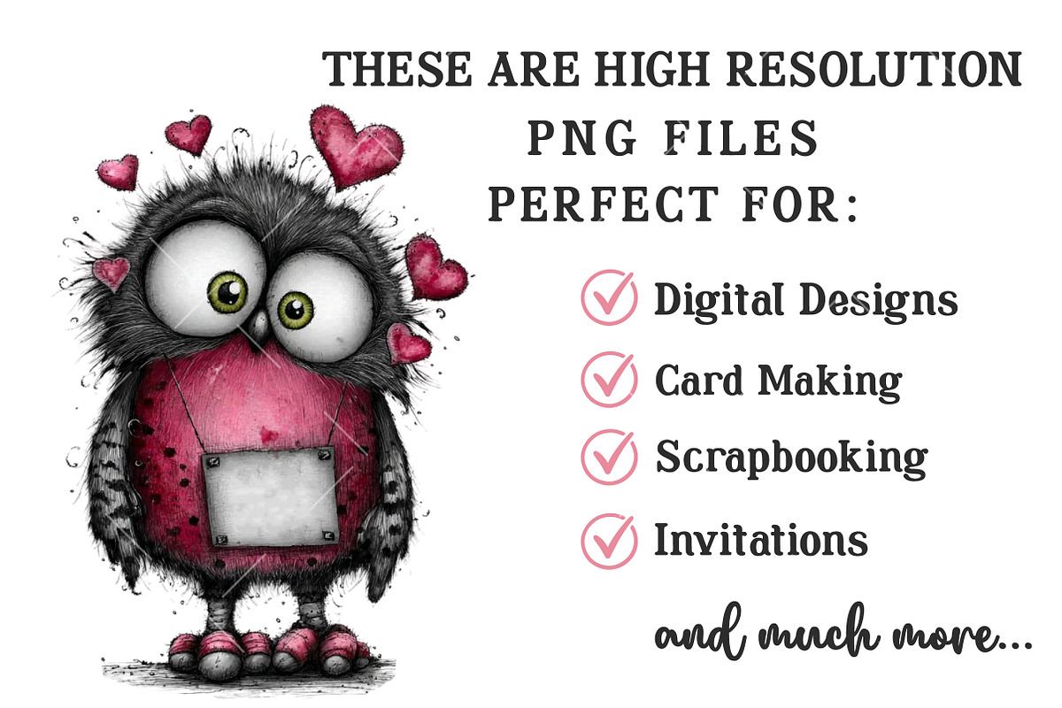 Whimsical Valentine Owl Clipart, an Illustration by OK Design (Photo 4 of 6)