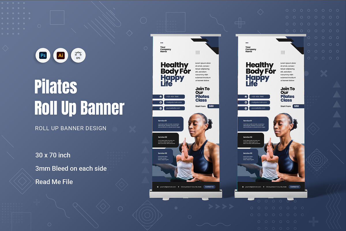 Pilates Roll Up Banner, a Print Template by Fannan Studio (Photo 1 of 2)