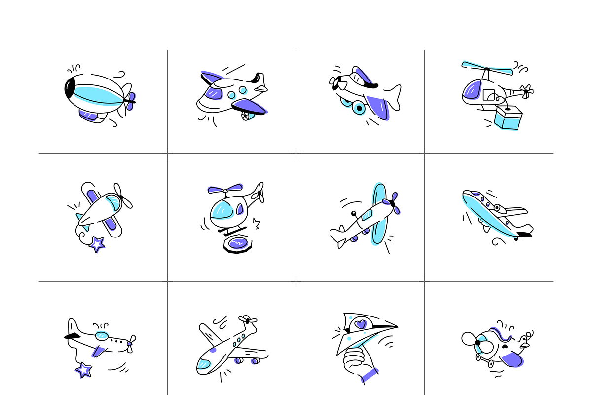 Animated Aircraft Doodle Set, a Duotone Icon by Vectors Market (Photo 5 of 9)