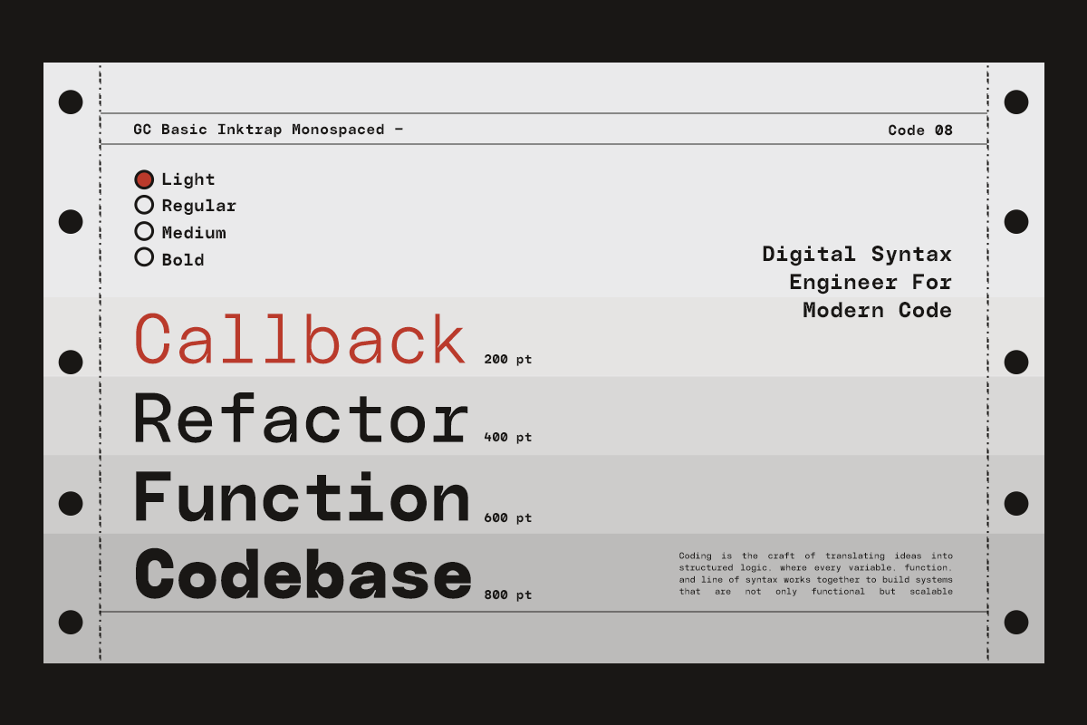 GC Basic Inktrap - Monospace, a Sans Serif Font by Glyphonic (Photo 3 of 15)