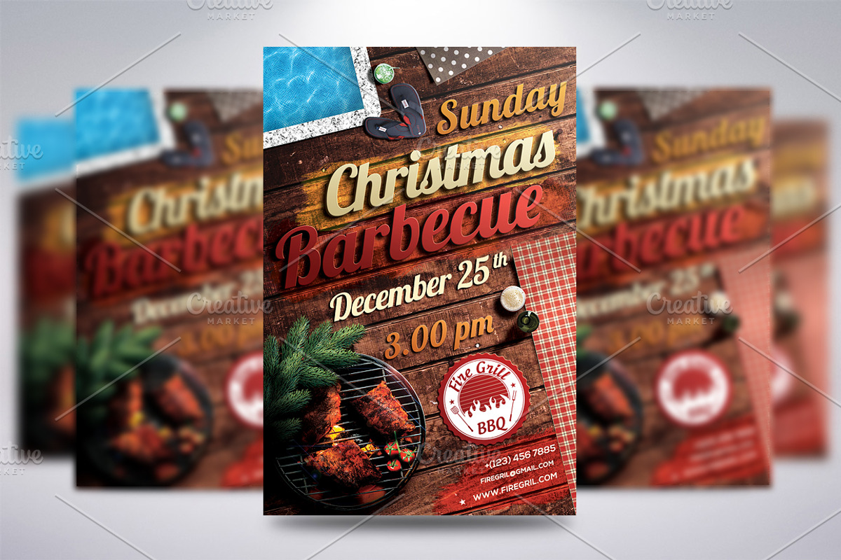 Christmas BBQ Flyer, a Flyer Template by CREATIVE DUDE (Photo 1 of 3)